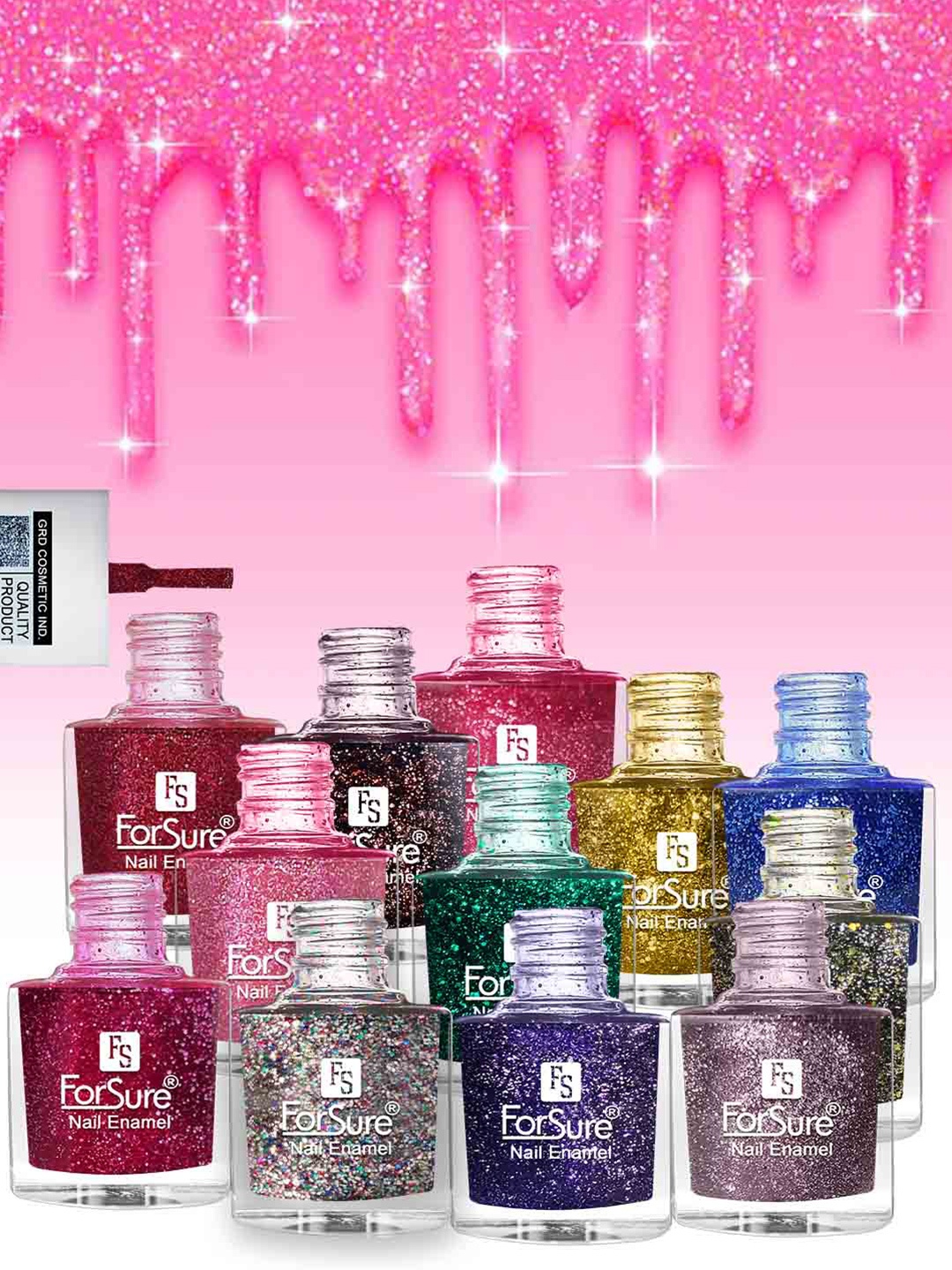 

ForSure High Shine Set Of 6 Glitter Nail Polish-5ml Each - 89-100-91-93-94-95, Silver