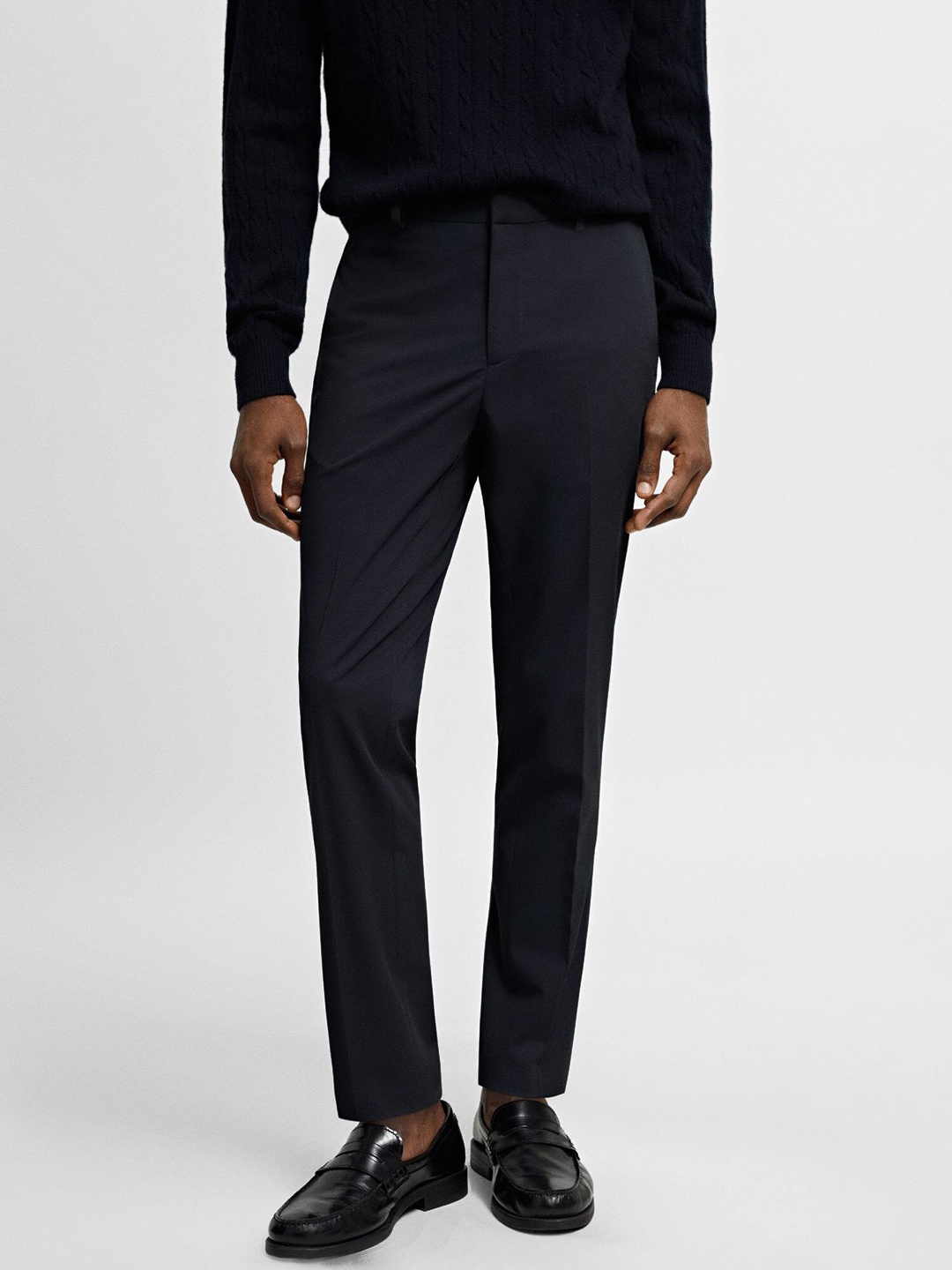 

MANGO MAN Slim Fit Formal Trousers, Navy blue