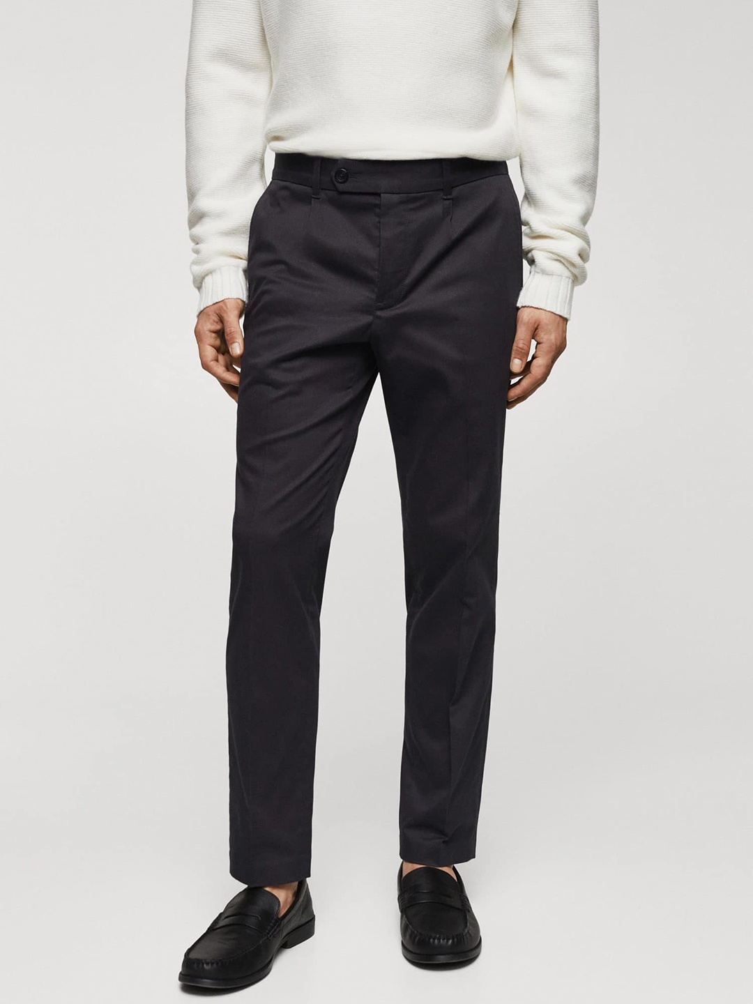 

MANGO MAN Slim Fit Formal Trousers, Black