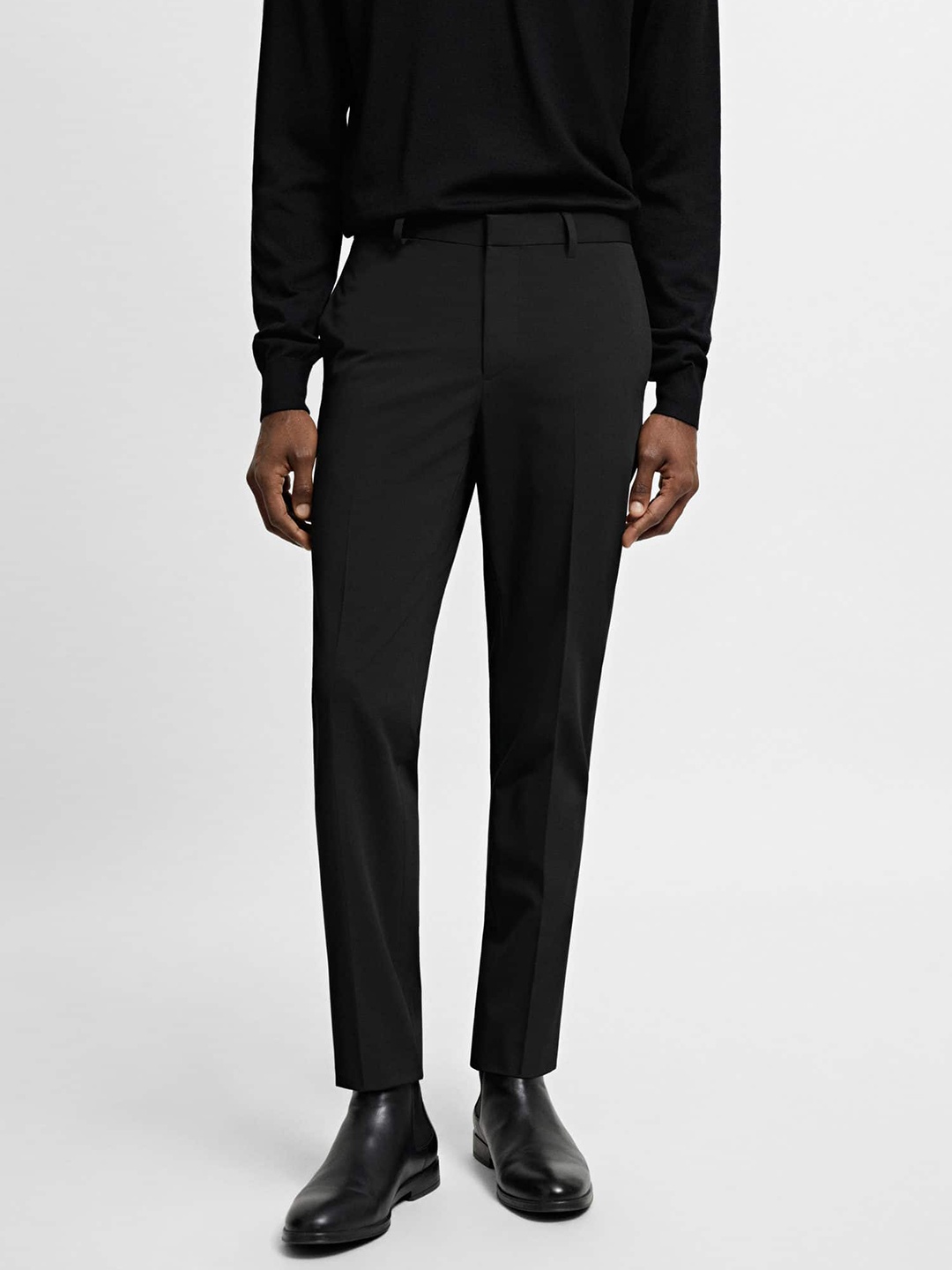 

MANGO MAN The Suit Collection Stretchable Super Slim Fit Formal Trousers, Black