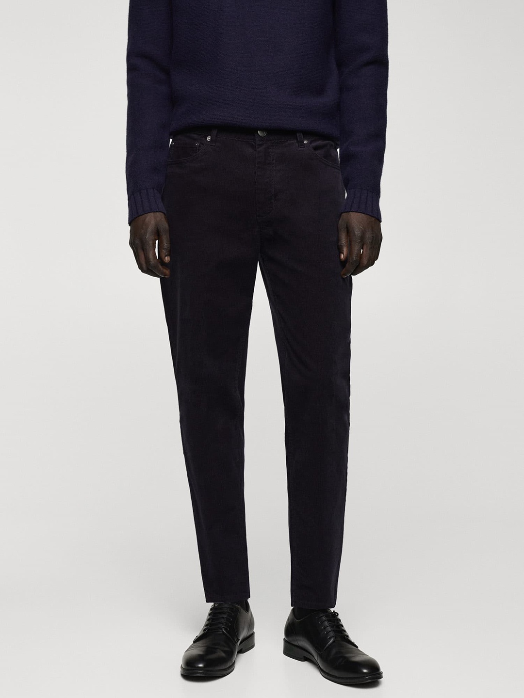 

MANGO MAN Slim Fit Corduroy Trousers, Navy blue