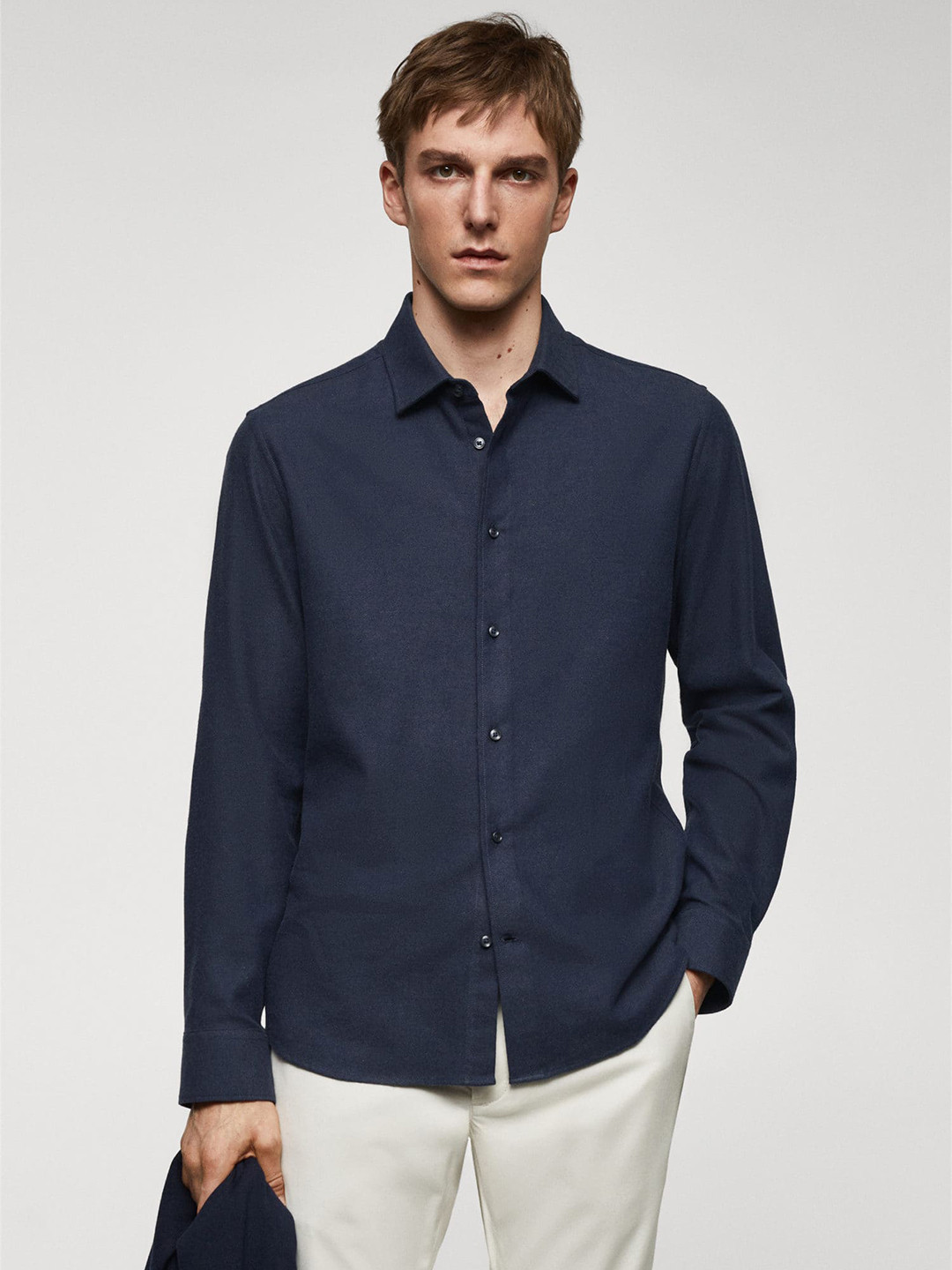 

MANGO MAN Pure Cotton Casual Shirt, Navy blue