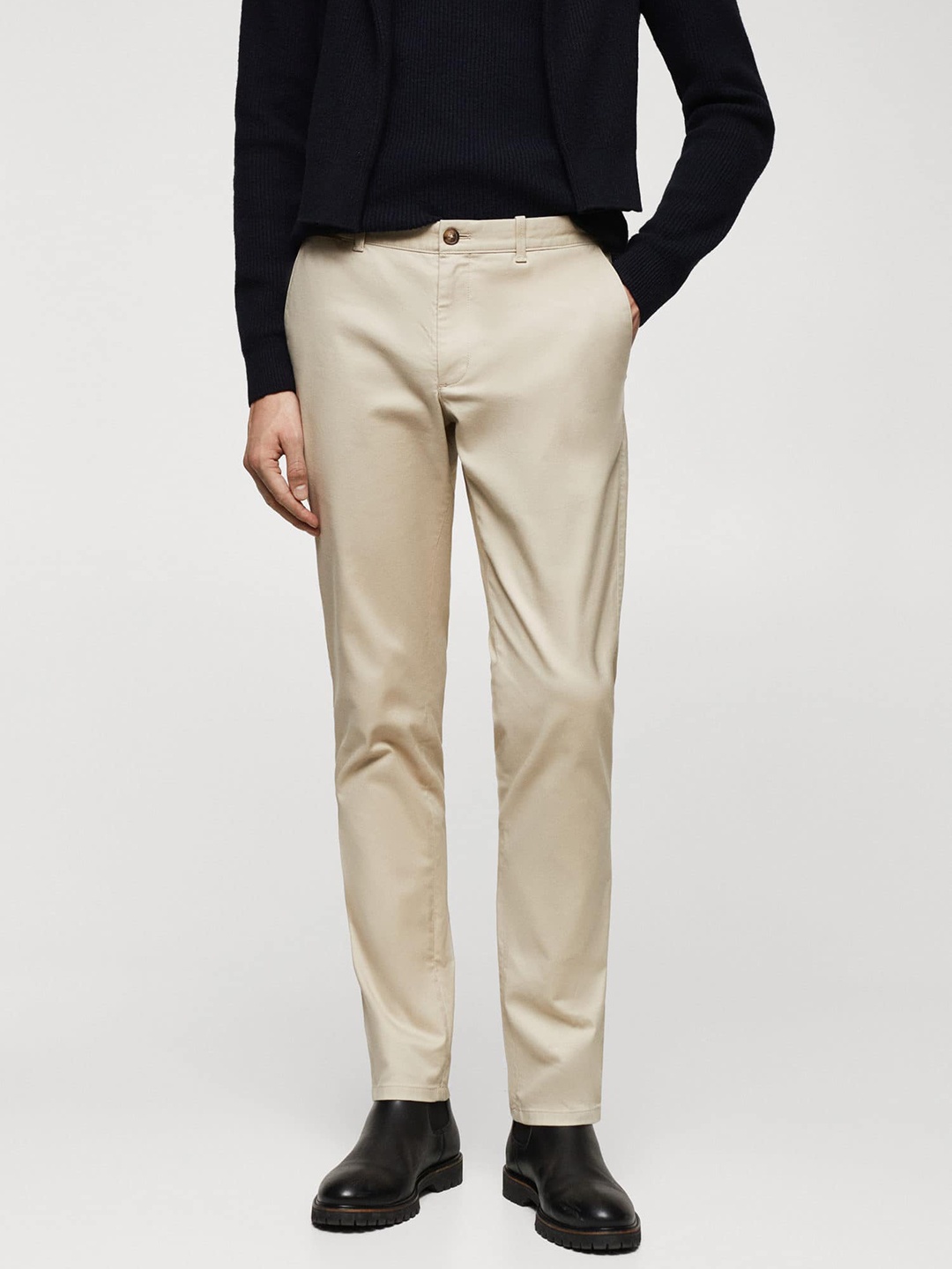 

MANGO MAN Slim Fit Trousers, Cream
