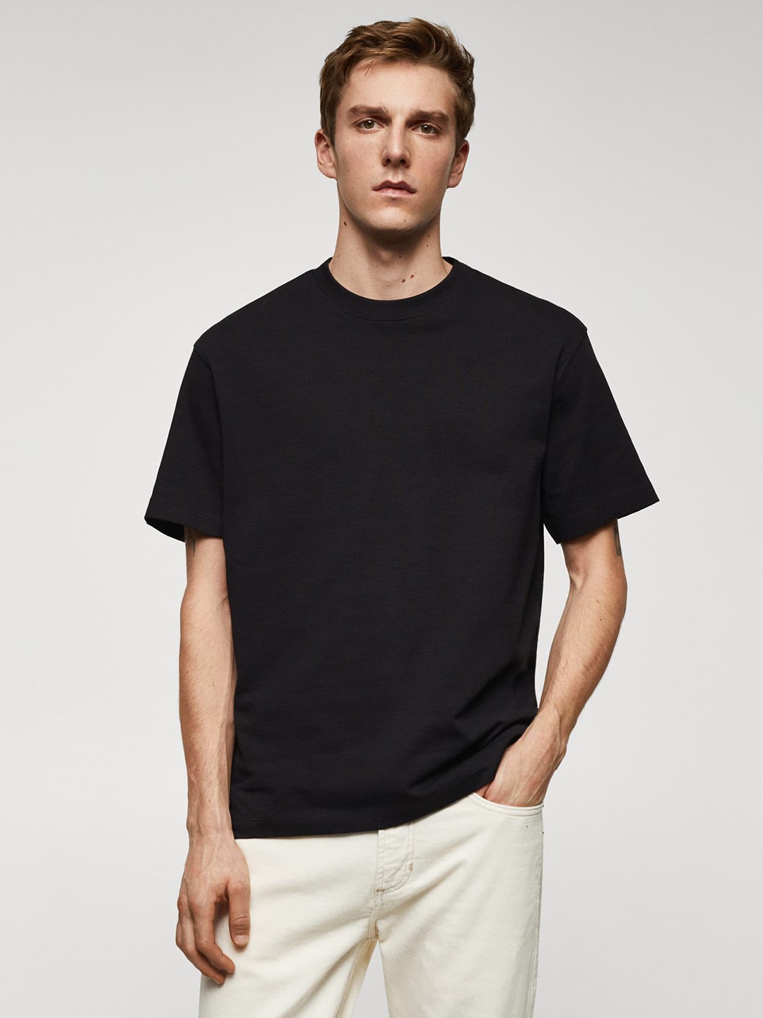 

MANGO MAN Performance Pure Cotton T-shirt, Black