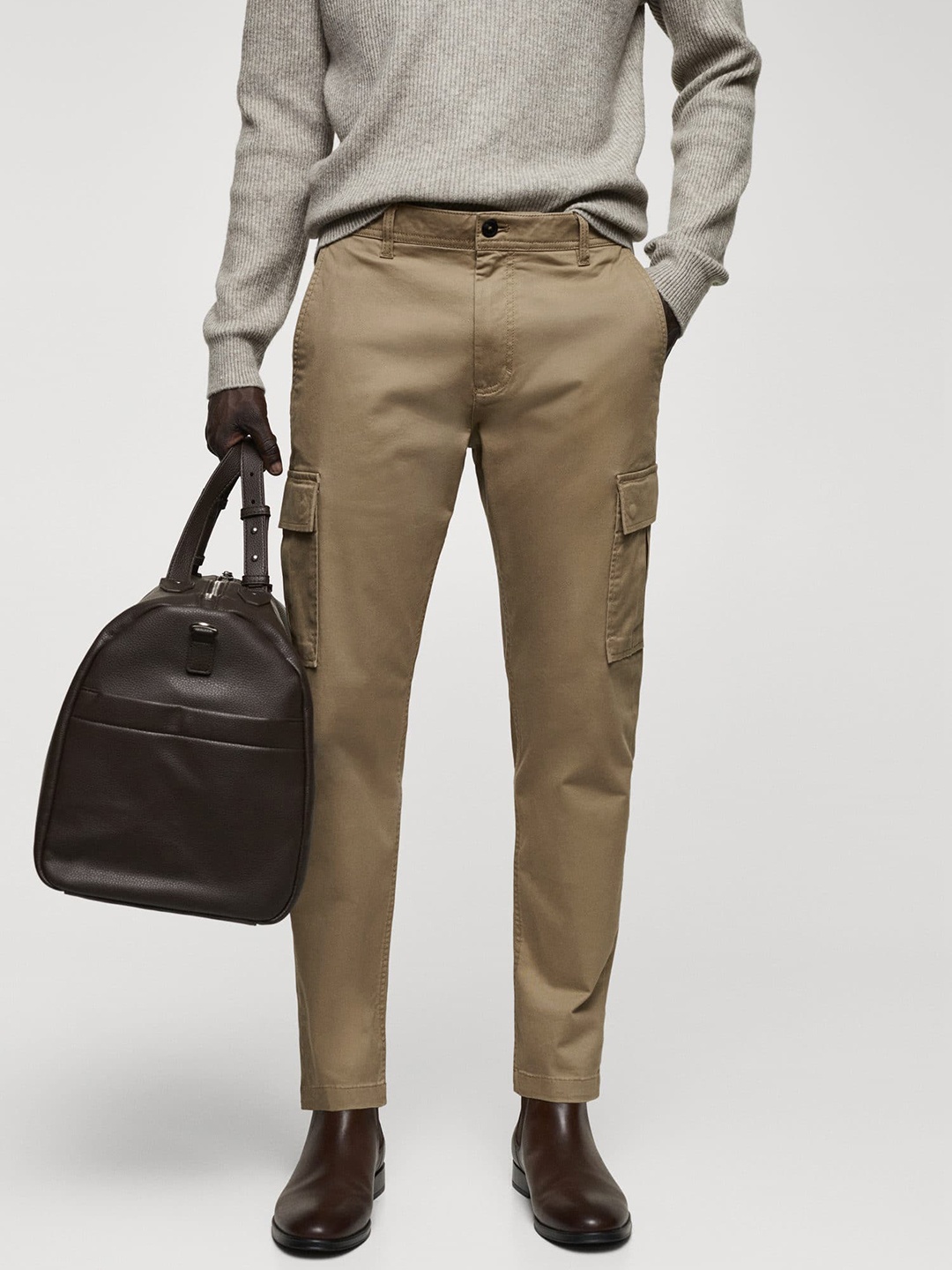 

MANGO MAN Slim Fit Cargos Trousers, Beige