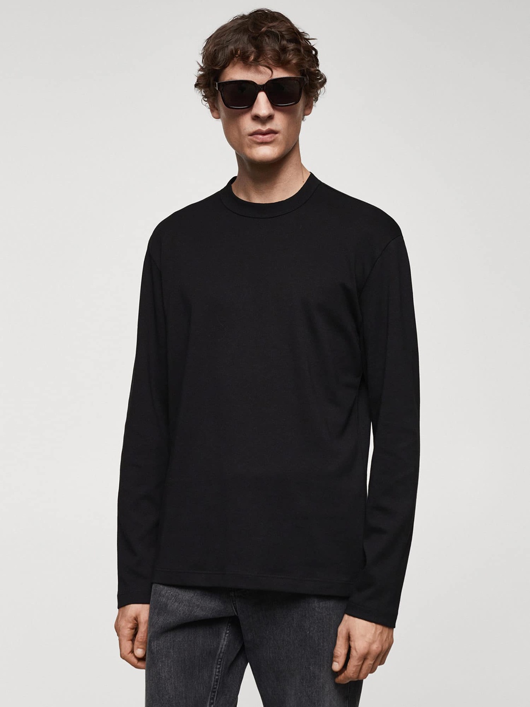 

MANGO MAN Pure Cotton T-shirt, Black