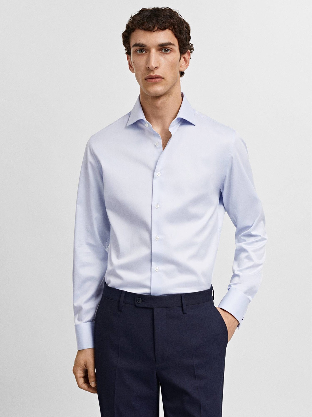 

MANGO MAN The Suit Collection Slim Fit Pure Cotton Formal Shirt, Blue