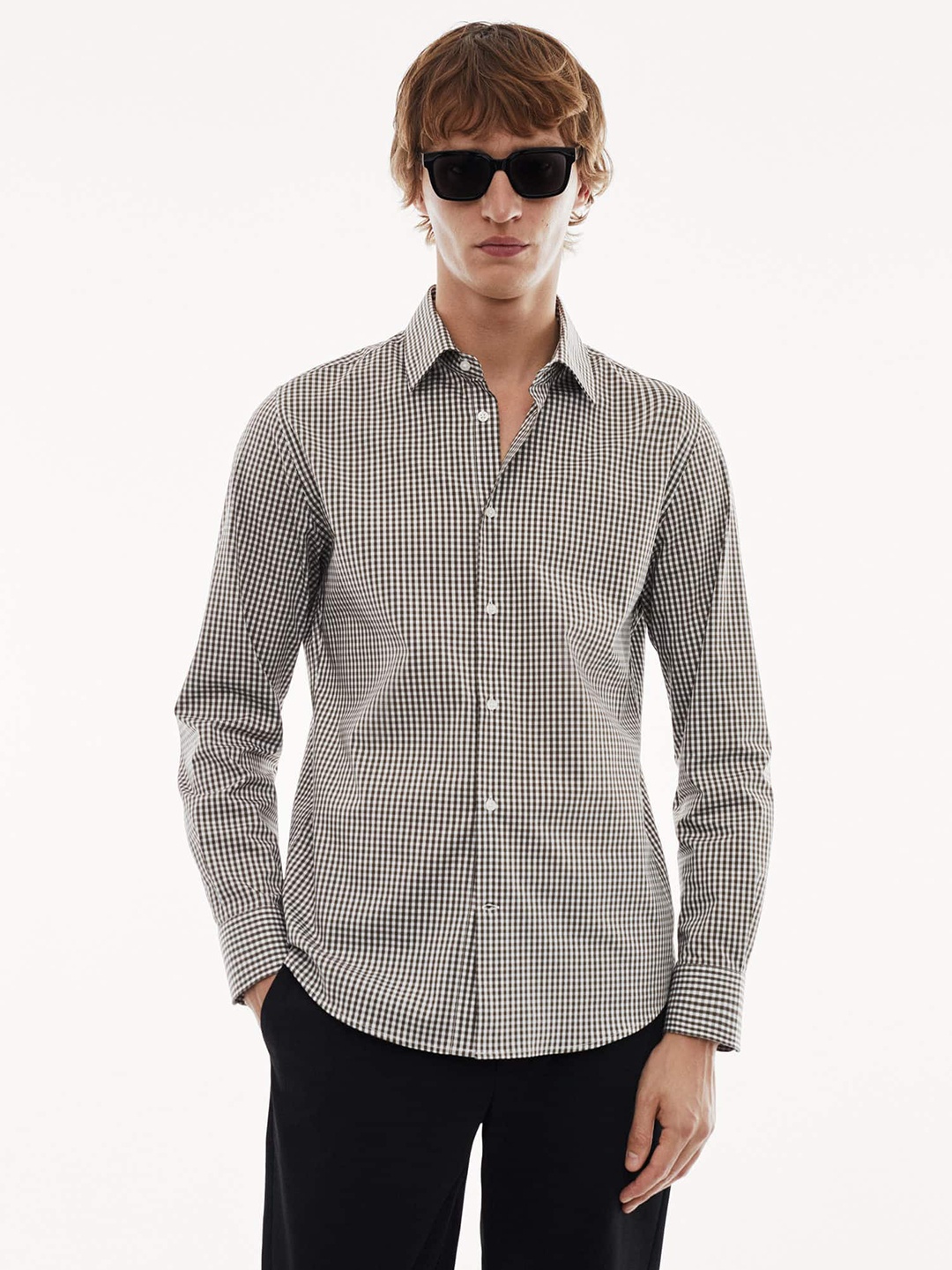 

MANGO MAN Checked Semiformal Shirt, White