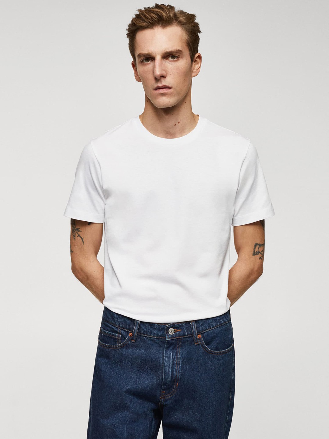 

MANGO MAN Pure Cotton Slim Fit T-shirt, White