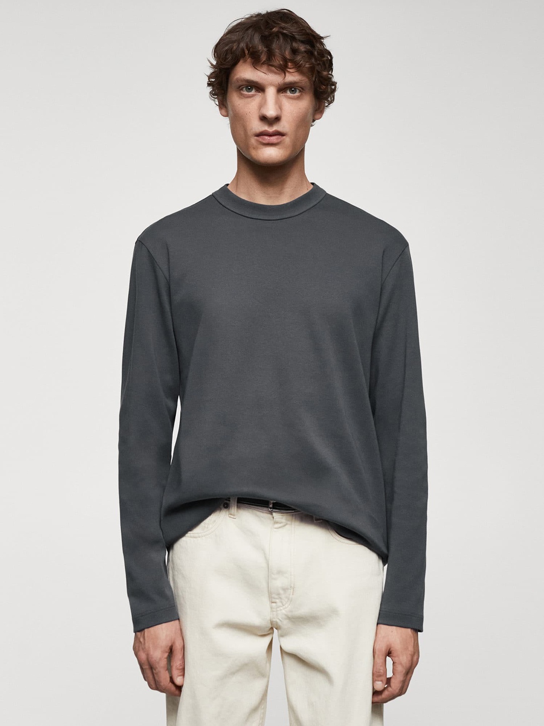

MANGO MAN Pure Cotton T-shirt, Charcoal