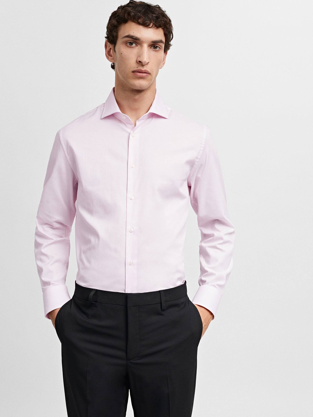 

MANGO MAN Pure Cotton Formal Shirt, Pink