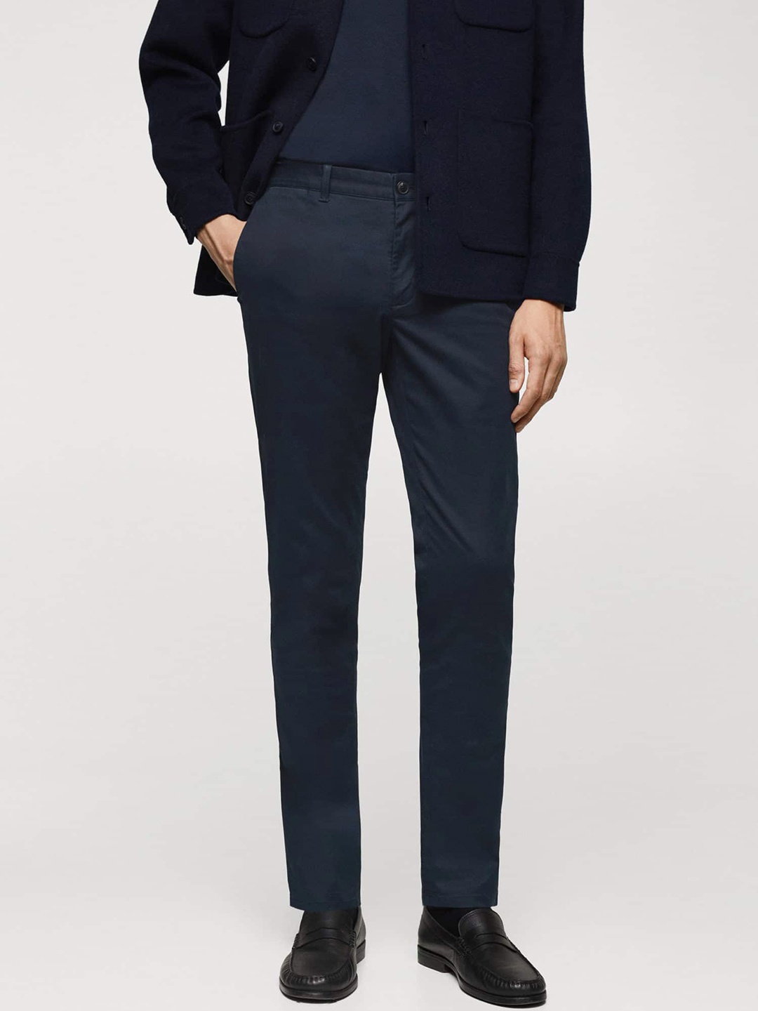 

MANGO MAN Slim Fit Trousers, Navy blue