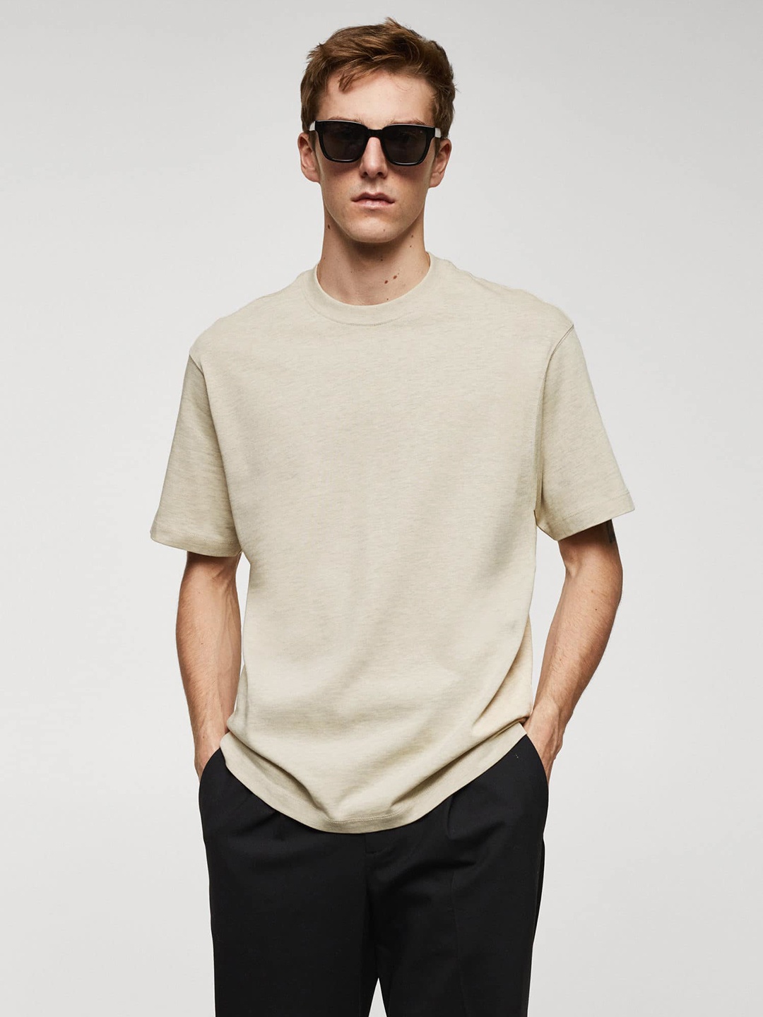 

MANGO MAN Relaxed Fit T-shirt, Beige