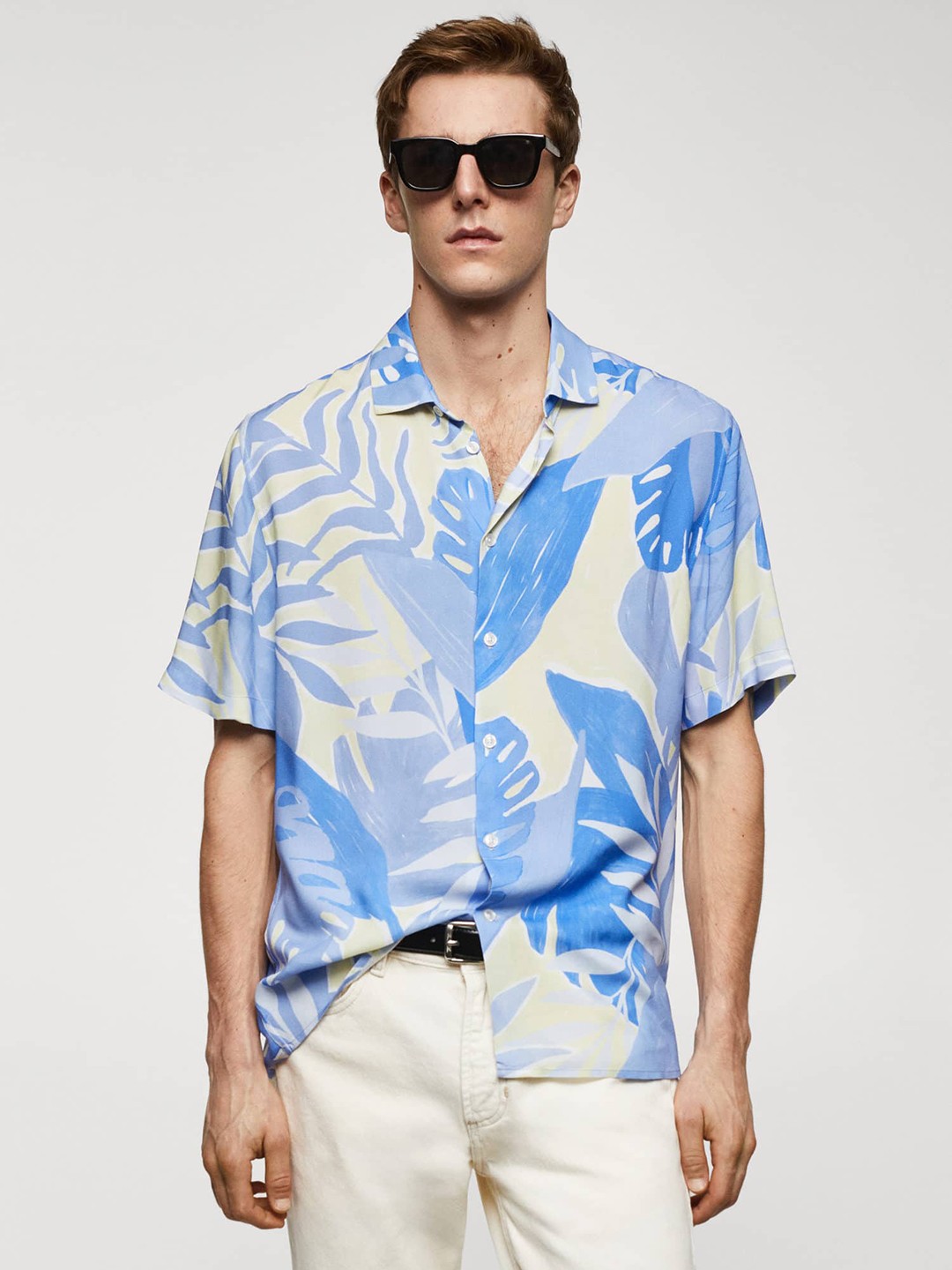 

MANGO MAN Tropical Printed Casual Shirt, Cream