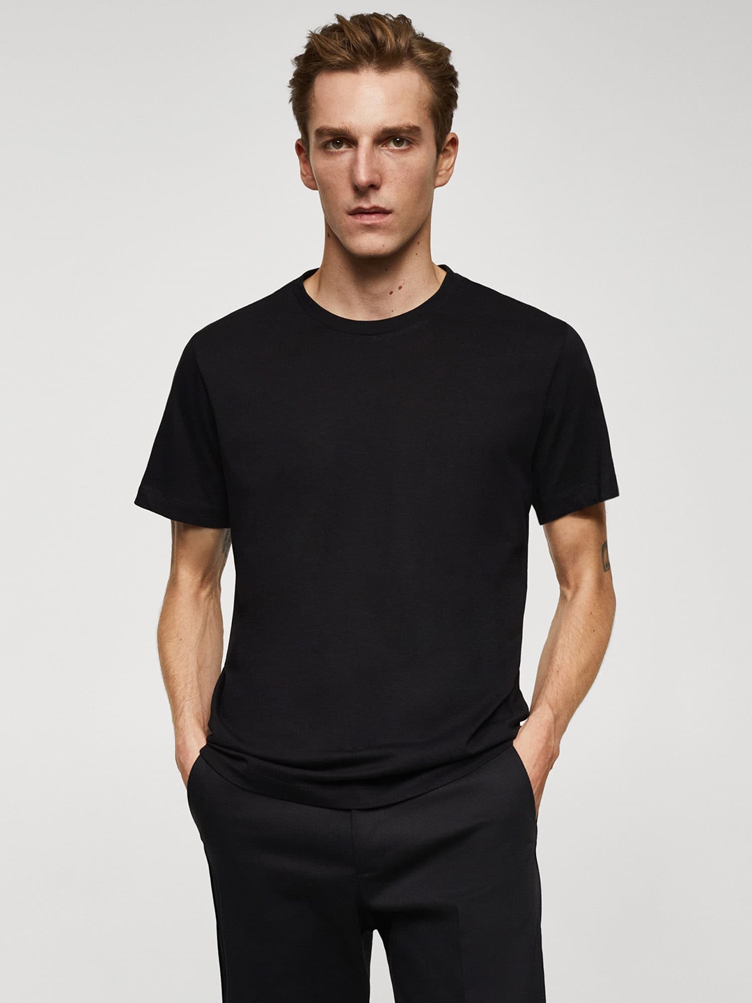 

MANGO MAN Pure Cotton Slim Fit T-shirt, Black