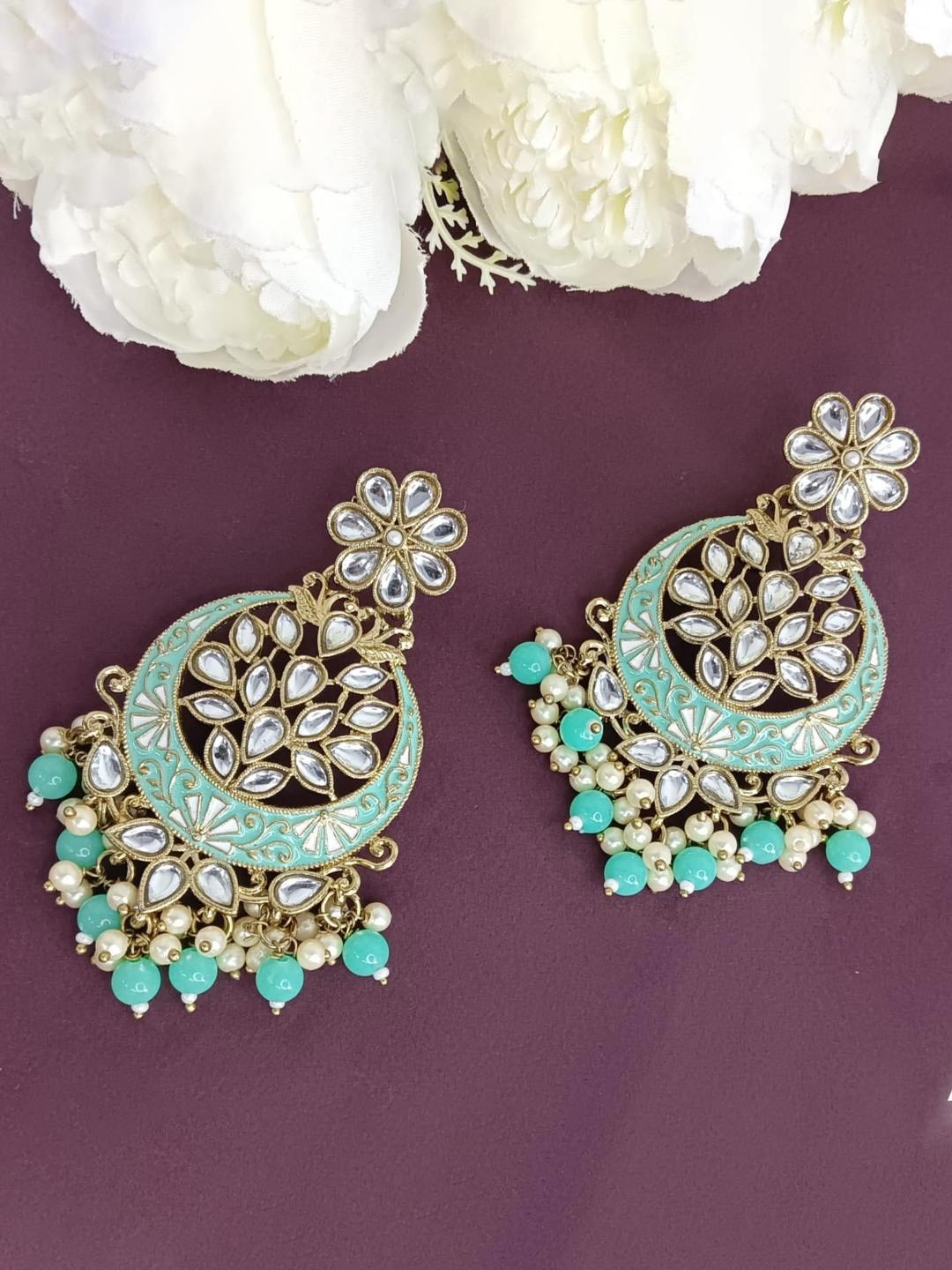 

Efulgenz Gold-Plated Contemporary Enamelled Chandbalis