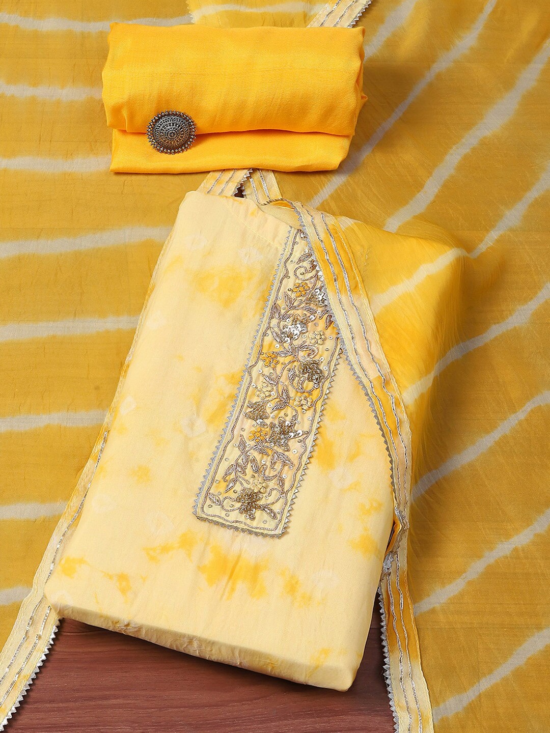 

Biba Abstract Printed Sequinned Organza Unstitched Dress Material, Yellow