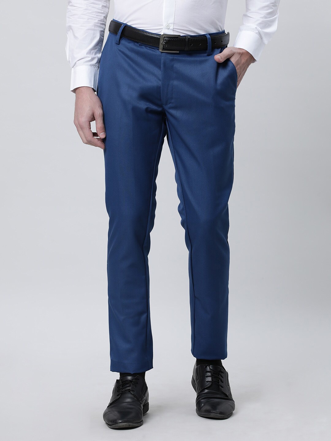 

THE SOUL PATROL Men Mid-Rise Formal Trousers, Blue