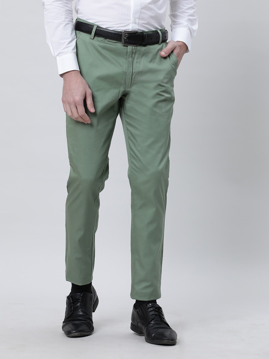 

THE SOUL PATROL Men Mid Rise Formal Trousers, Olive