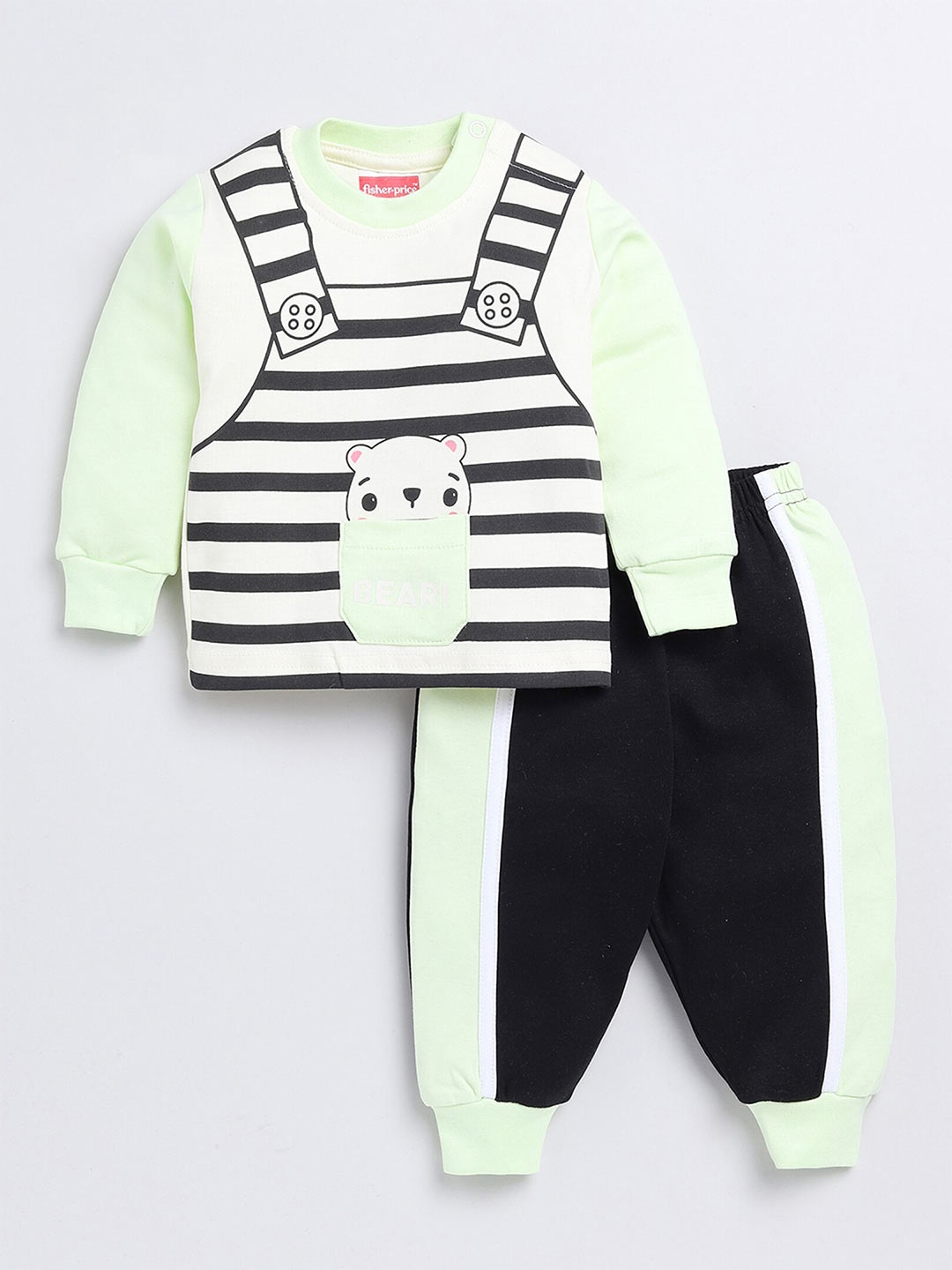 

Moms Love Infant Boys Colourblocked Organic Cotton T-Shirt with Joggers, Green