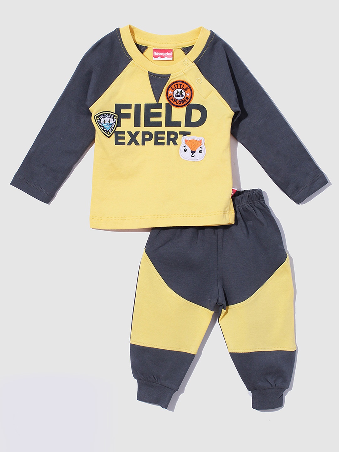 

Moms Love Infant Boys Colourblocked Organic Cotton T-shirt with Joggers, Yellow