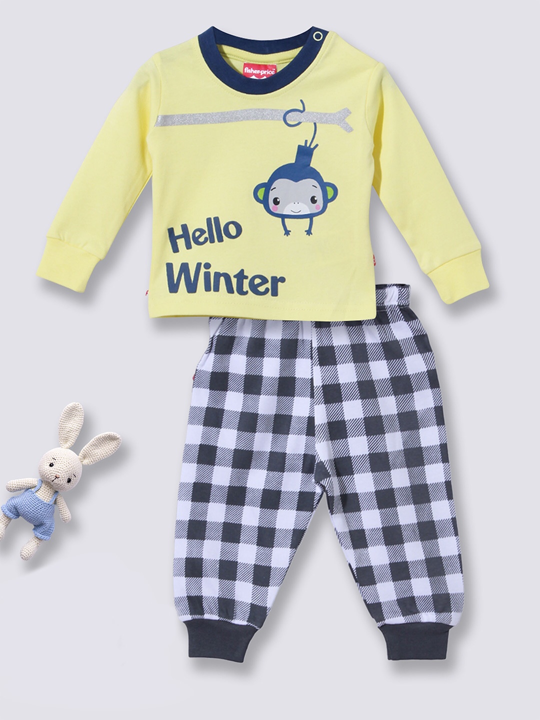 

Moms Love Infant Boys Printed Organic Cotton T-Shirt with Joggers, Yellow