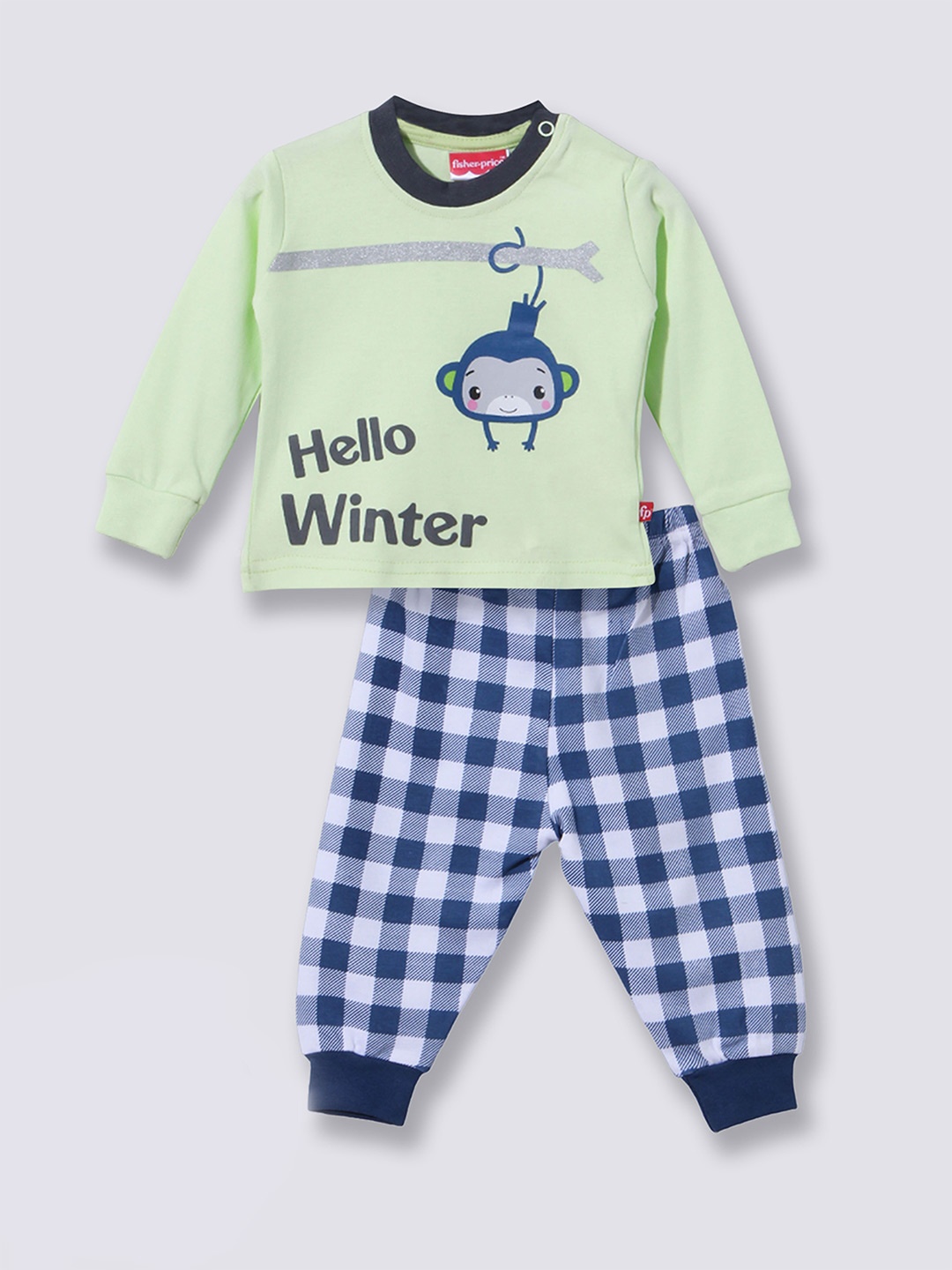 

Moms Love Infant Boys Printed Organic Cotton T-shirt with Trouser, Green