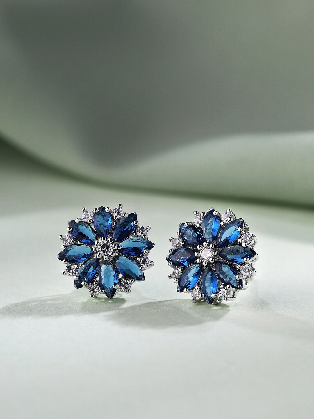

Priyaasi Silver-Plated American Diamond Contemporary Stud Earrings
