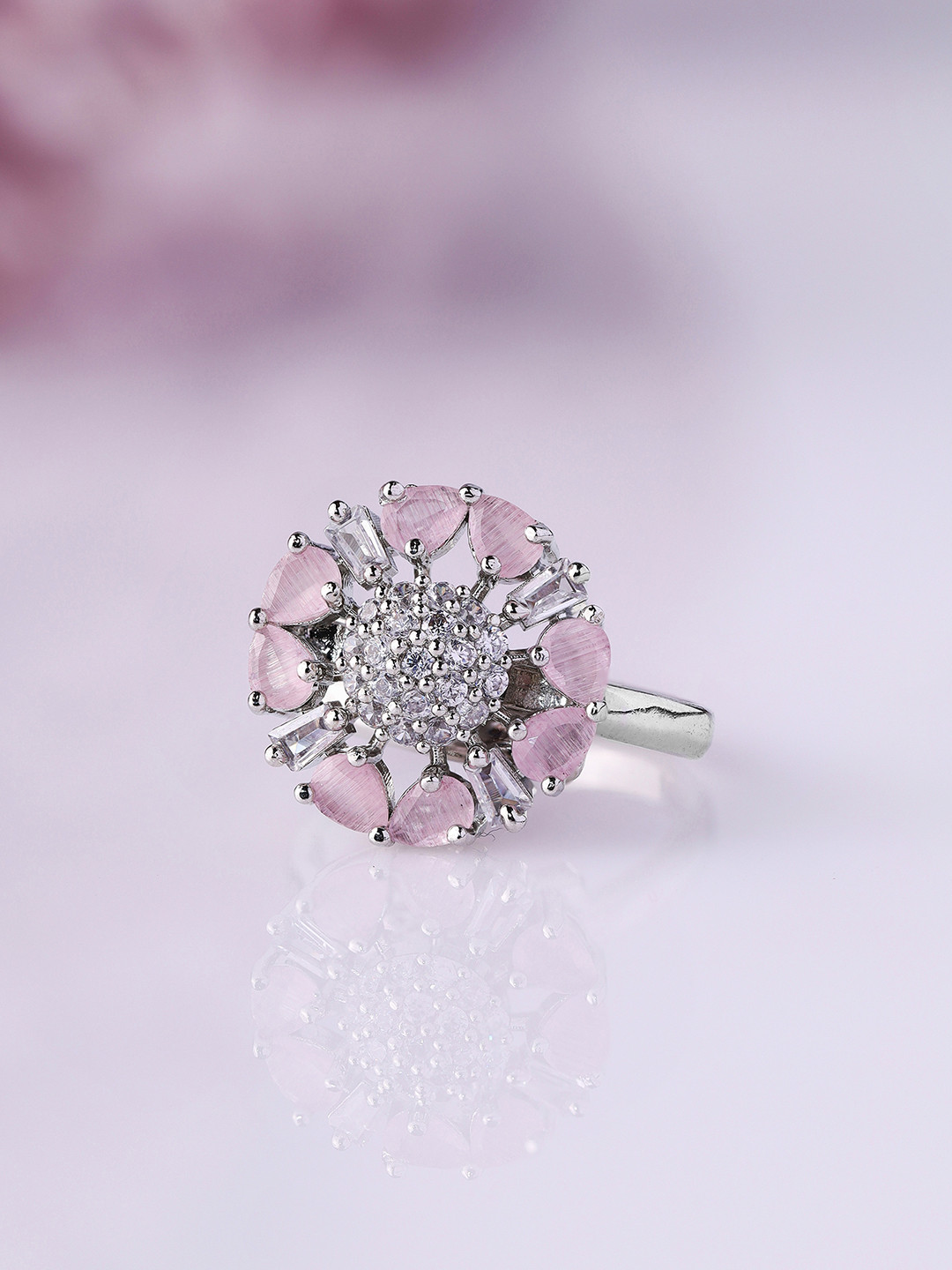 

Priyaasi Silver-Plated AD-Studded Finger Ring