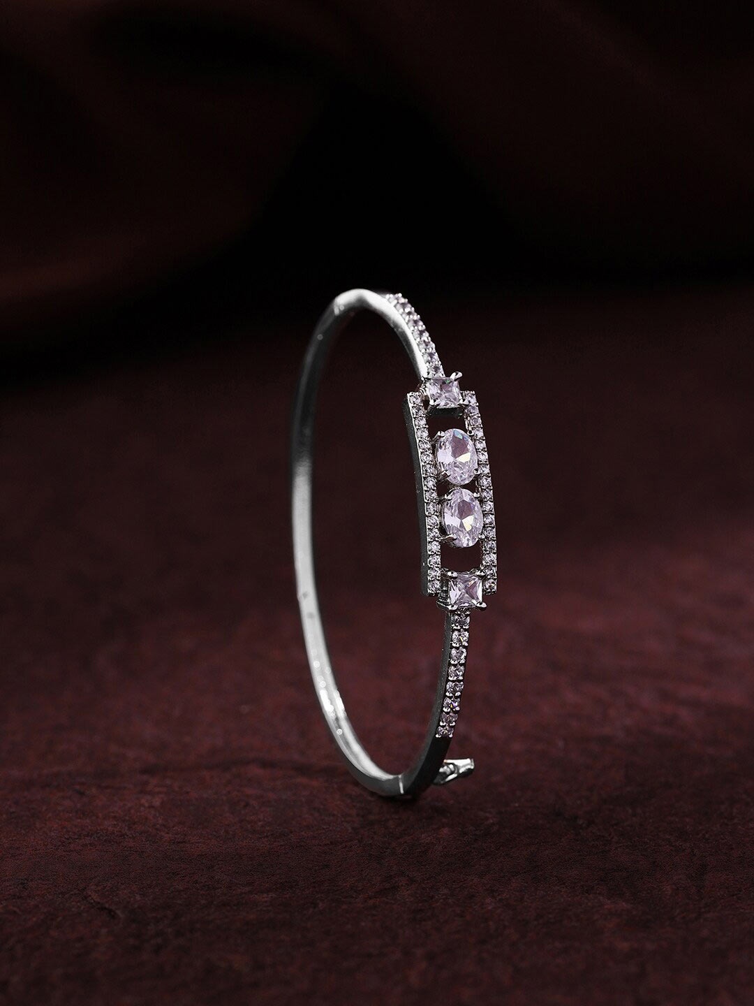 

Priyaasi Women Silver-Plated American Diamond Bangle-Style Bracelet