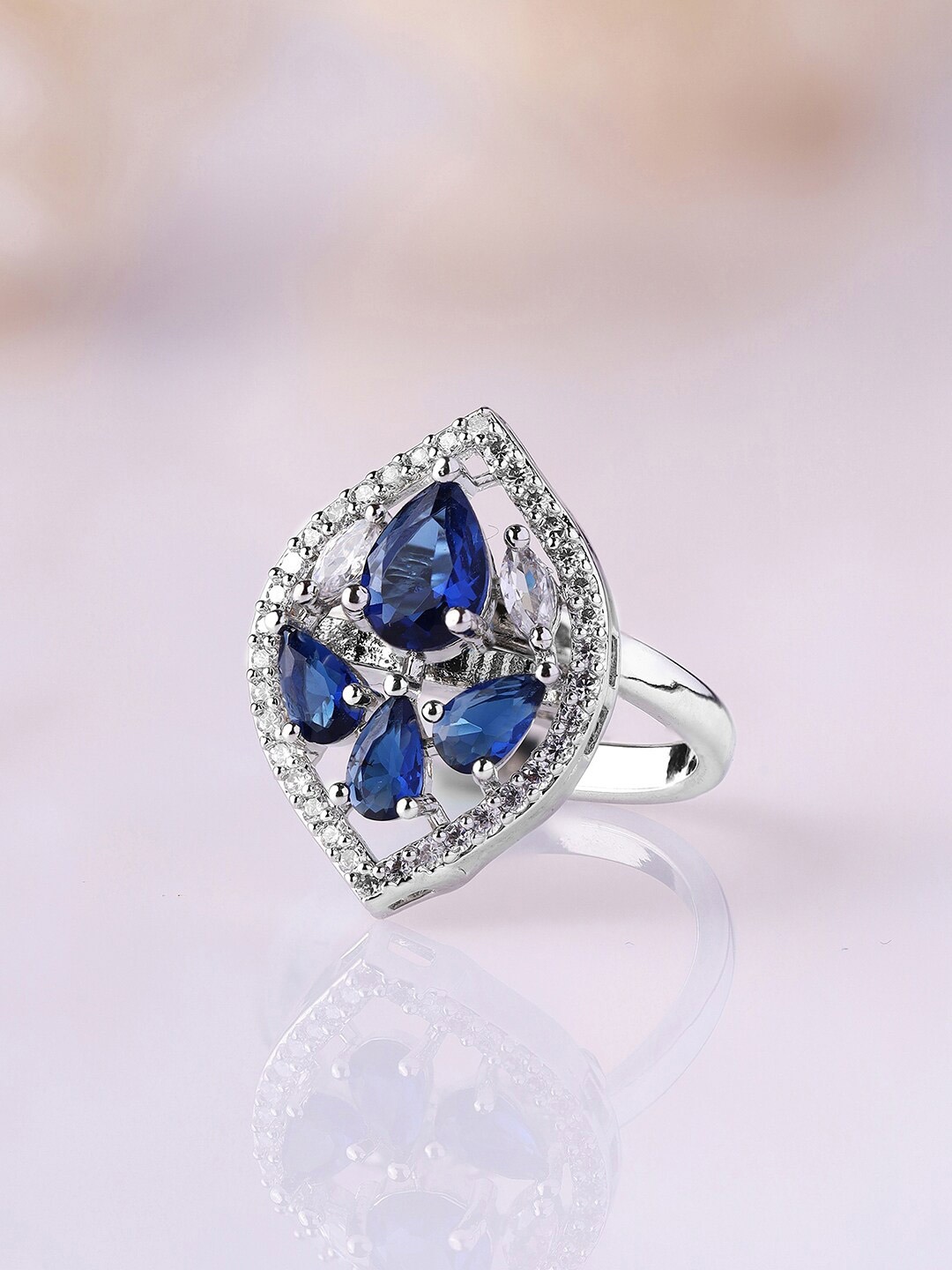

Priyaasi Silver-Plated AD-Studded Finger Ring