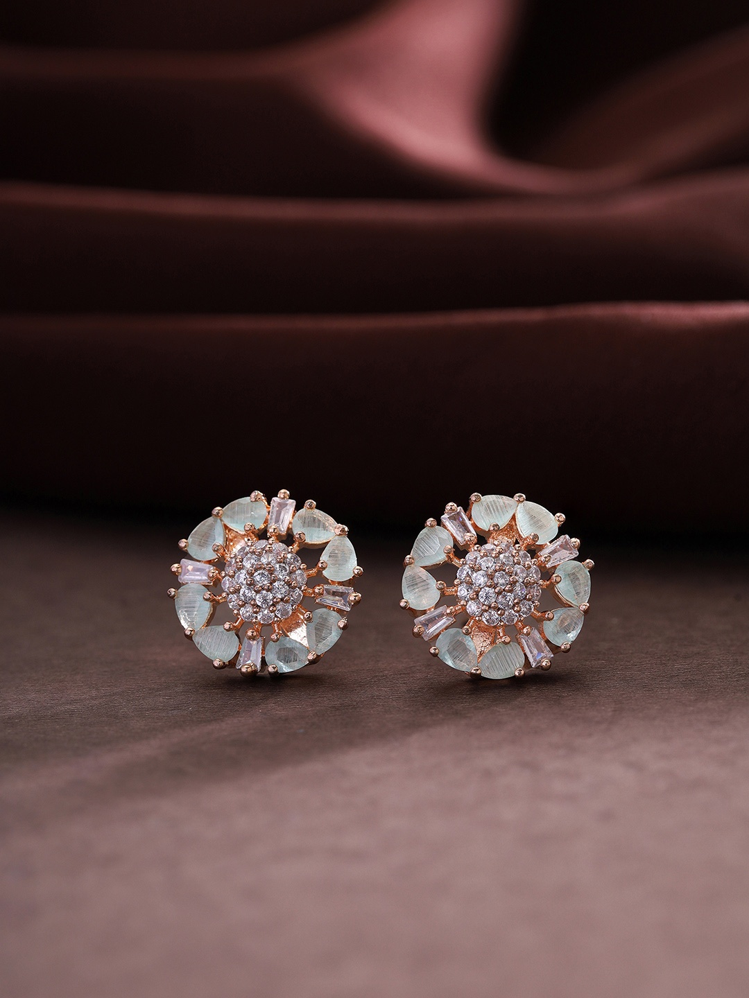 

Priyaasi Rose Gold-Plated American Diamond Contemporary Stud Earrings