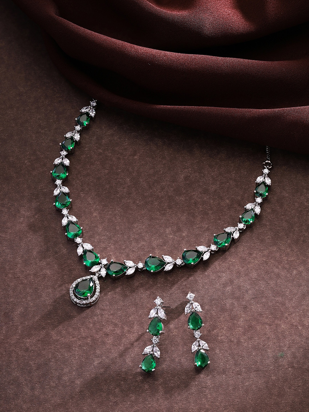 

Priyaasi Silver-Plated AD-Studded Jewellery Set