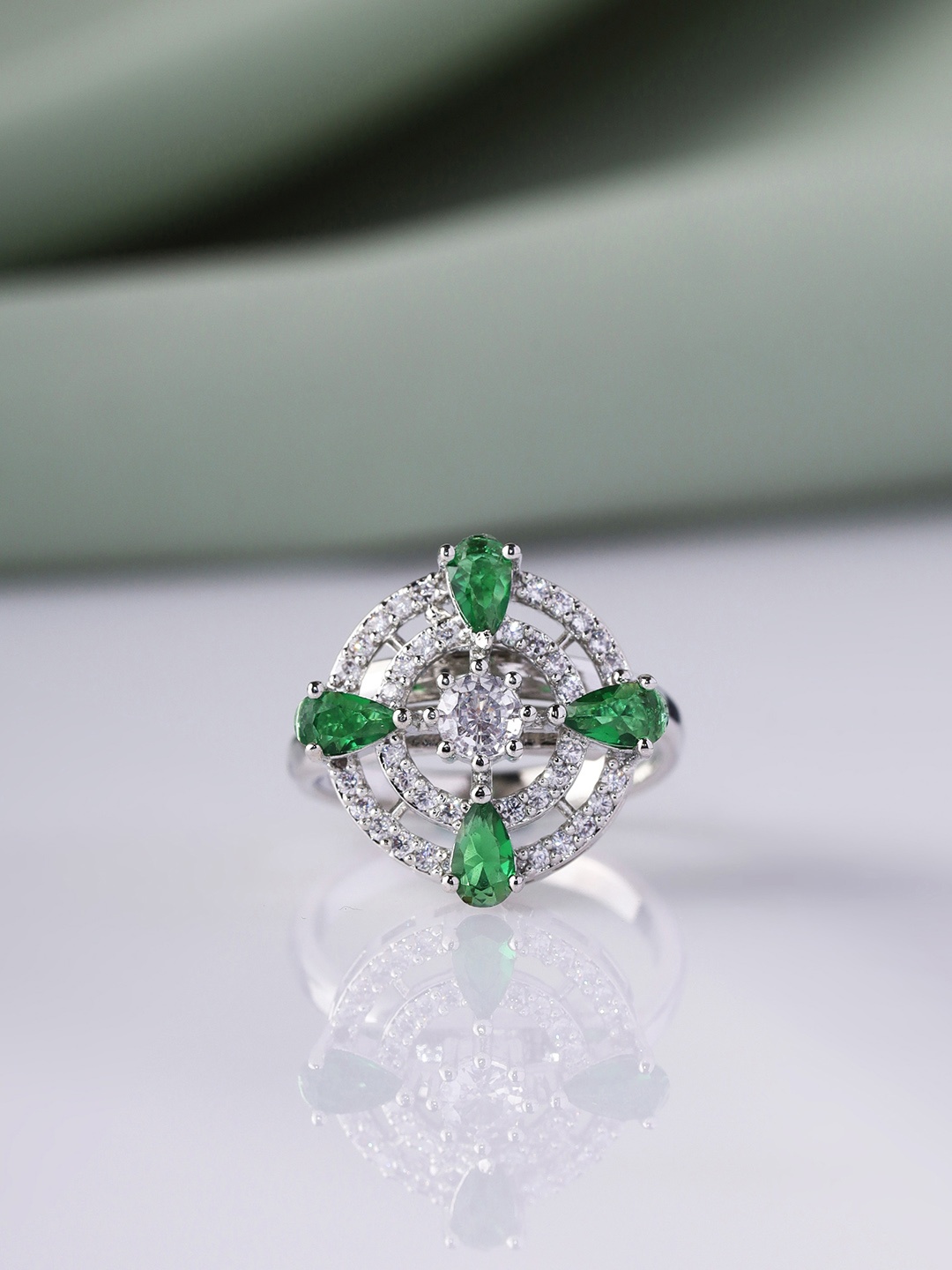 

Priyaasi Silver-Plated AD-Studded Finger Ring