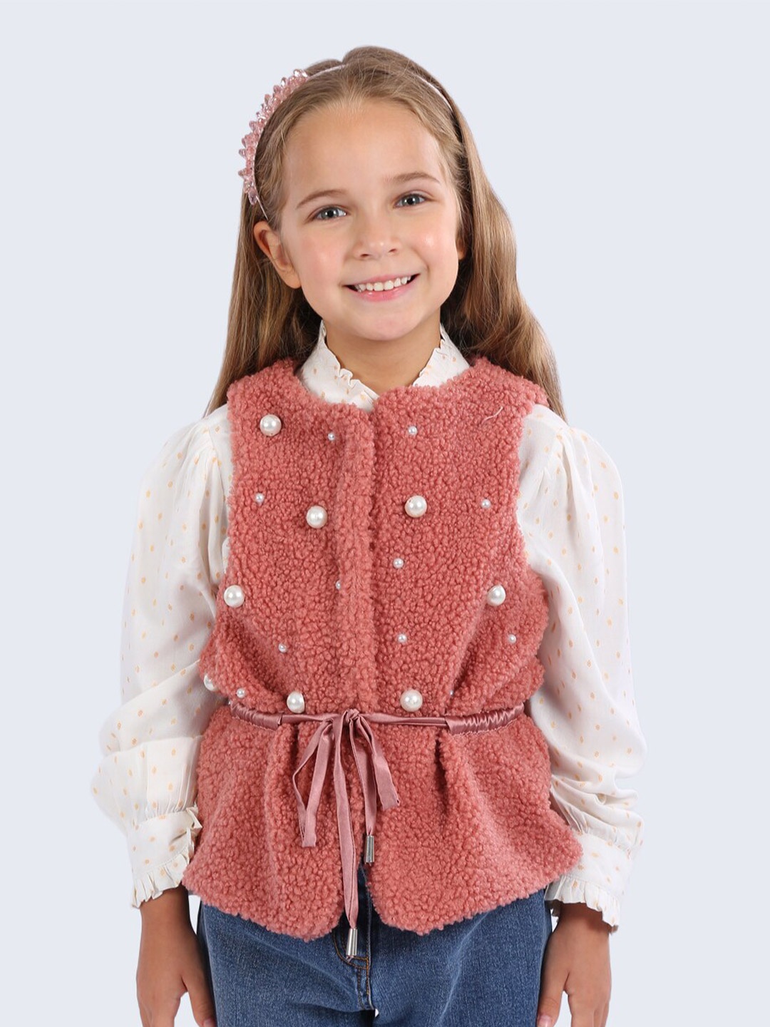 

One Friday Girls Embellished Tie-Up Shrug, Pink