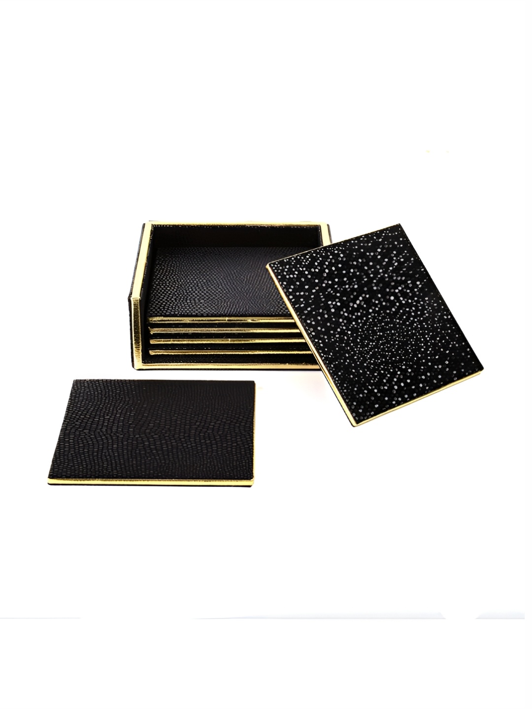 

ICHKAN 6 Pieces Black Textured Coasters