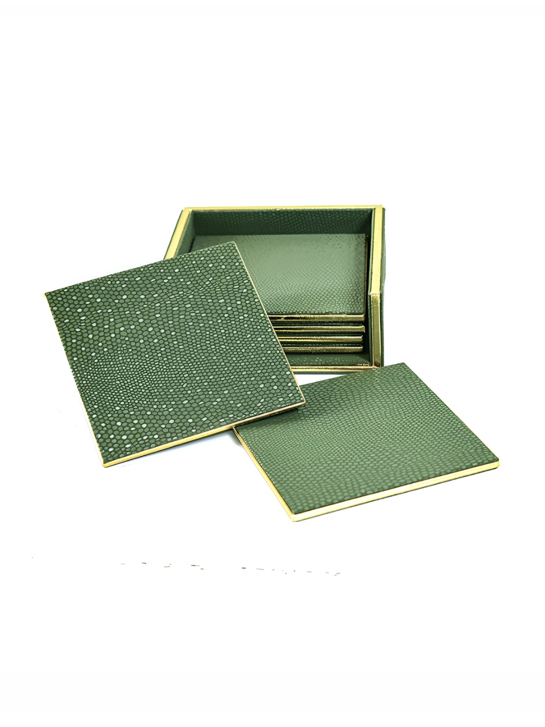 

ICHKAN 6 Pieces Green Textured Coasters, Olive