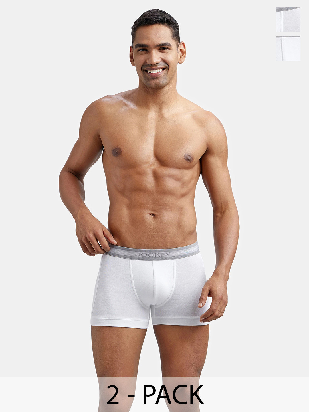 

Pack Of 2 Super Combed Cotton Rib Solid Trunk with StayFresh Treatment-1015, White