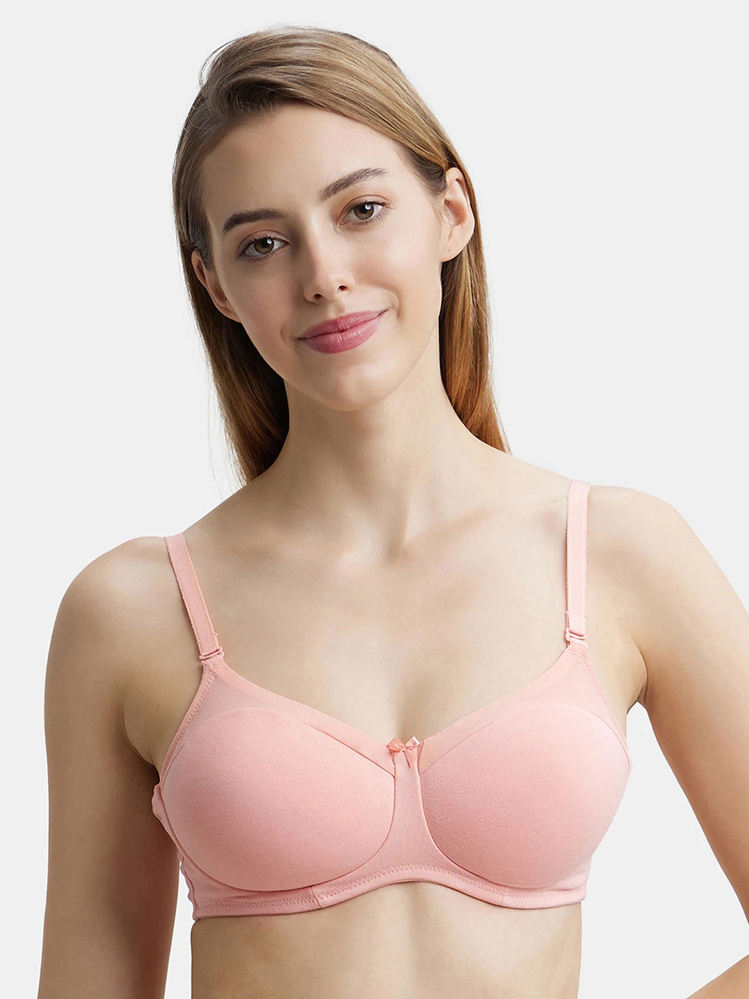 

Jockey Medium Coverage Lightly Padded Multiway Cotton T-shirt Bra With All Day Comfort, Peach