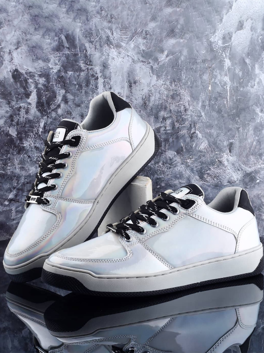 

bacca bucci Men Round Toe Sneakers, Silver