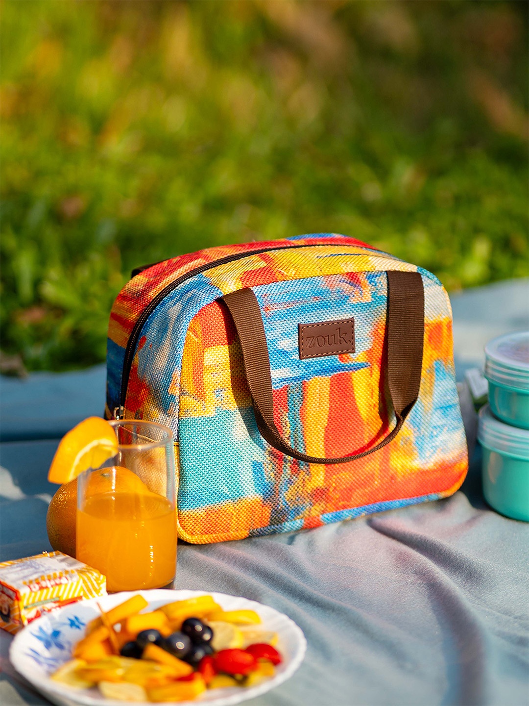 

ZOUK Printed Insulated Lunch Bag, Orange