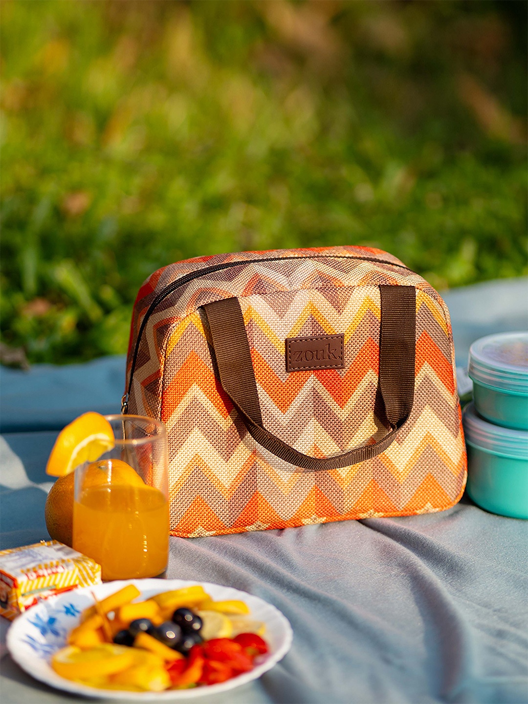 

ZOUK Printed Insulated Lunch Bag, Orange