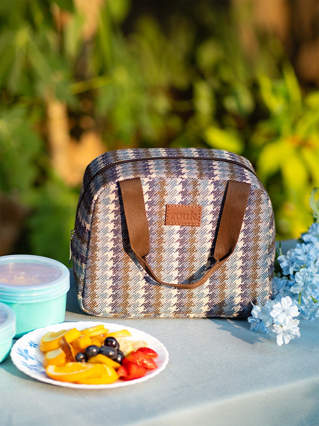 

ZOUK Women Printed Insulated Lunch Bag, Blue