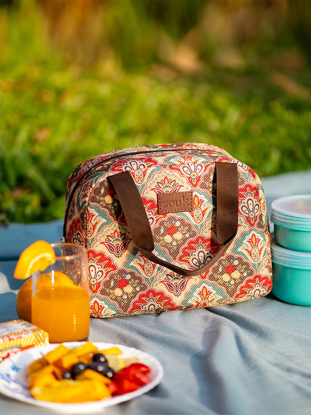 

ZOUK Printed Insulated Lunch Bag, Cream