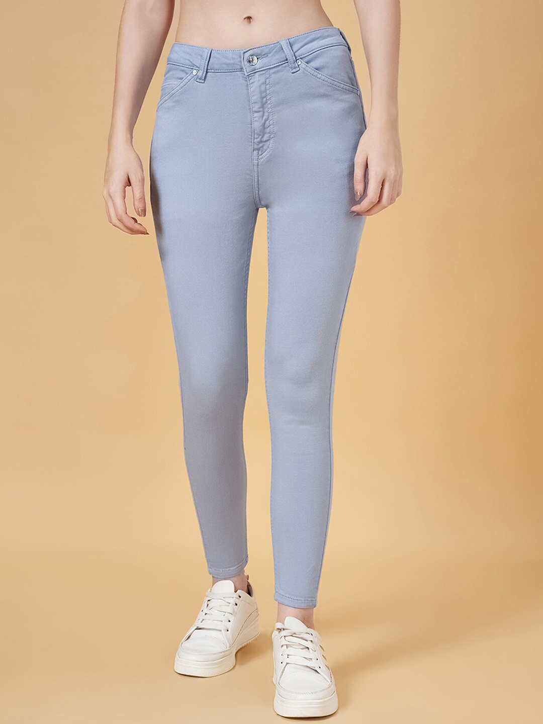 

People Women Mid-Rise Clean Look Skinny Fit Jeans, Blue
