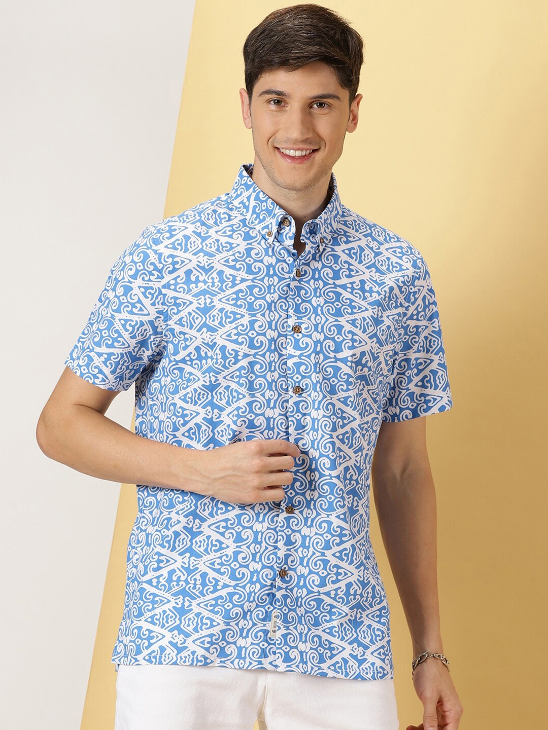 

Thomas Scott Printed Smart Slim Fit Floral Opaque Casual Shirt, Blue