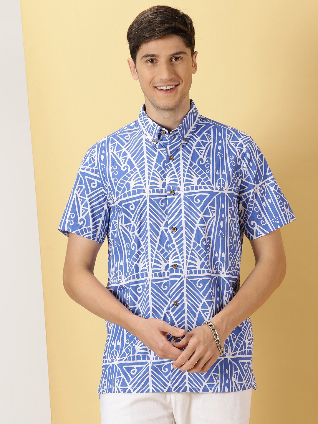 

Thomas Scott Printed Smart Slim Fit Opaque Casual Shirt, Blue