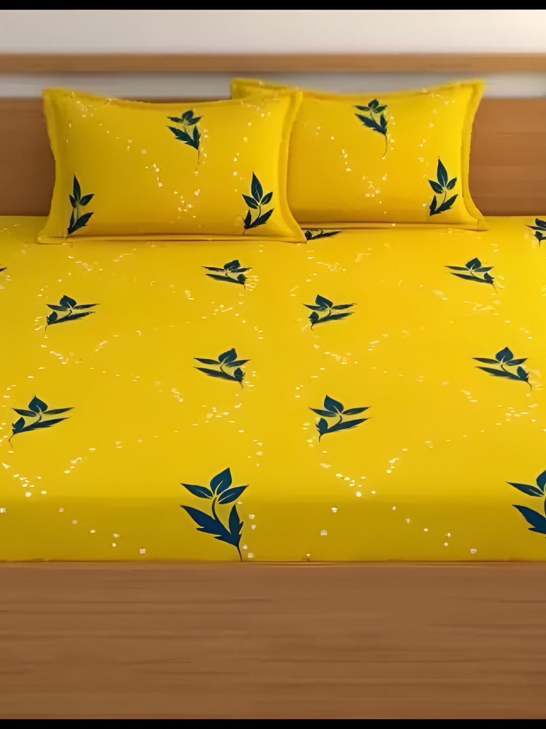 

Supreme Home Collective Yellow Floral 144 TC Fitted King Bedsheet with 2 Pillow Covers