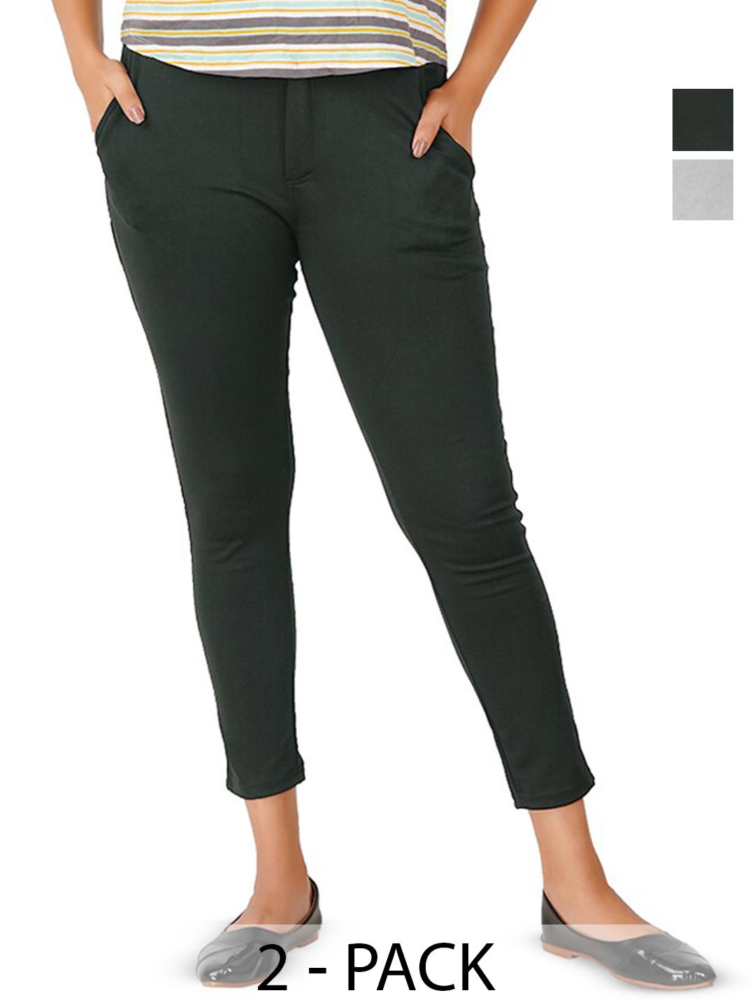 

BAESD Women Pack Of 2 Smart Skinny Fit Trousers, Grey