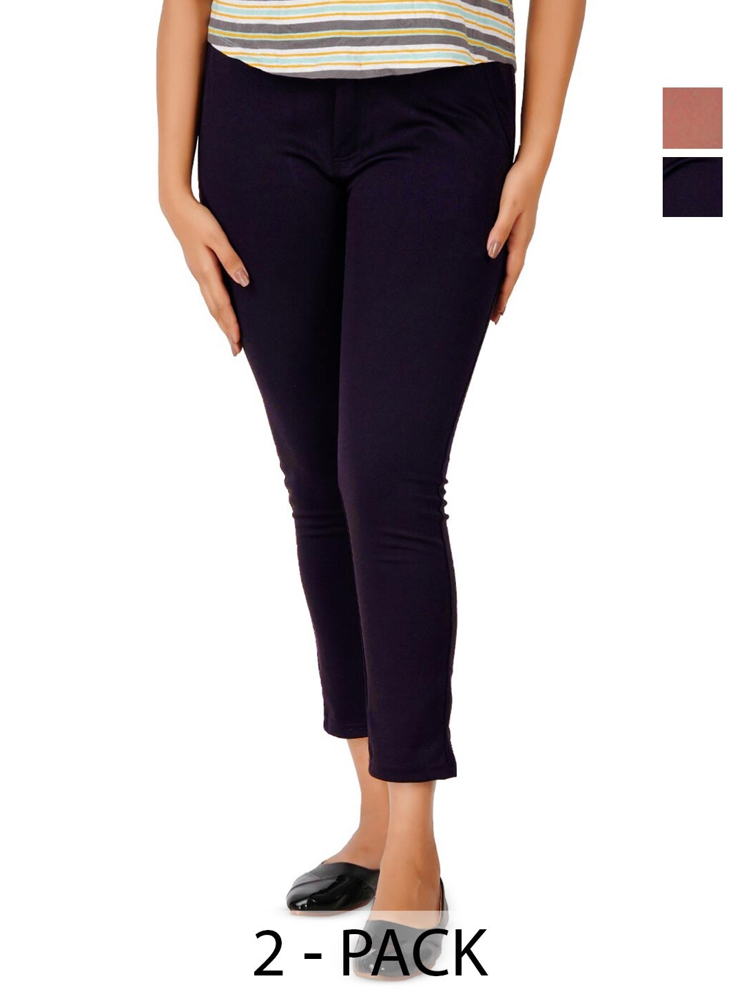 

BAESD Women Pack Of 2 Smart Skinny Fit Trousers, Pink
